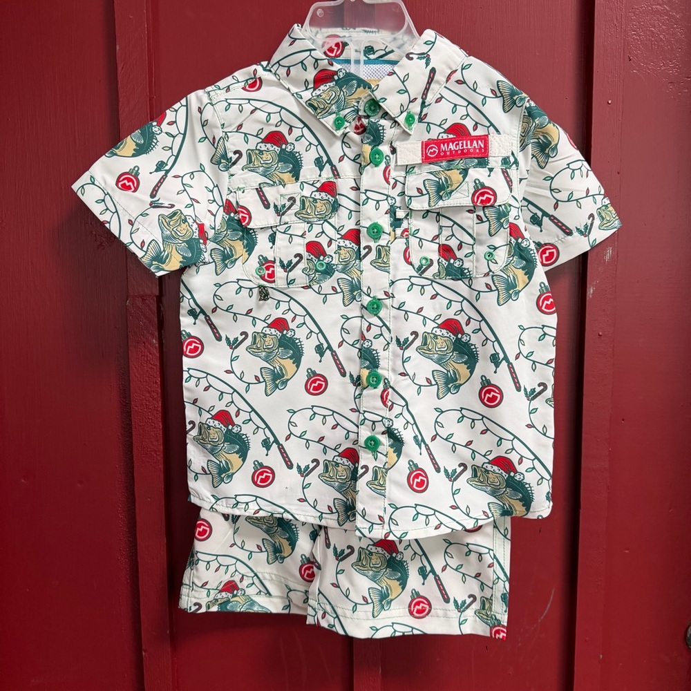 Magellan Outdoors Kids Holiday Fish & Lights Shirt Set - BRAND NEW! 🎣